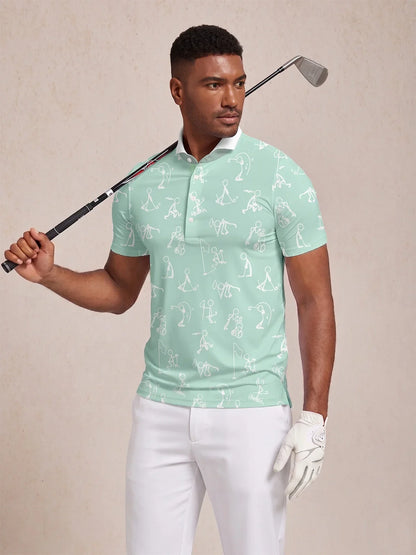 Hyper-prep Men's Ribbed Collar Polo Top UPF50+