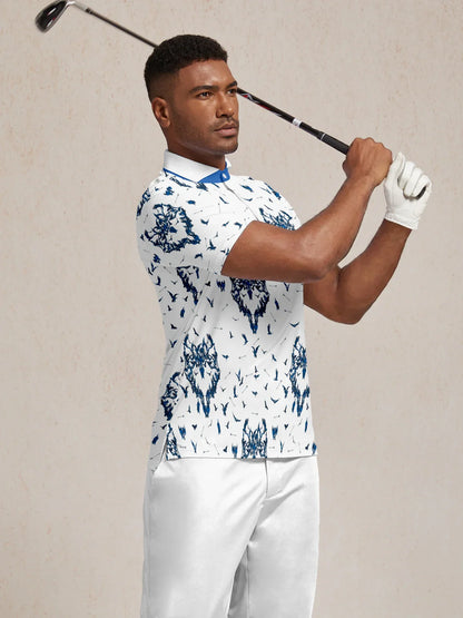 Wildlife Party Men's Ribbed Collar Polo Top UPF50+