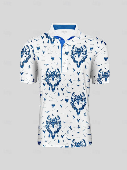 Wildlife Party Men's Ribbed Collar Polo Top UPF50+
