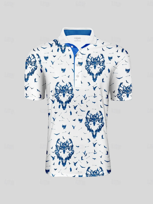 Wildlife Party Men's Ribbed Collar Polo Top UPF50+