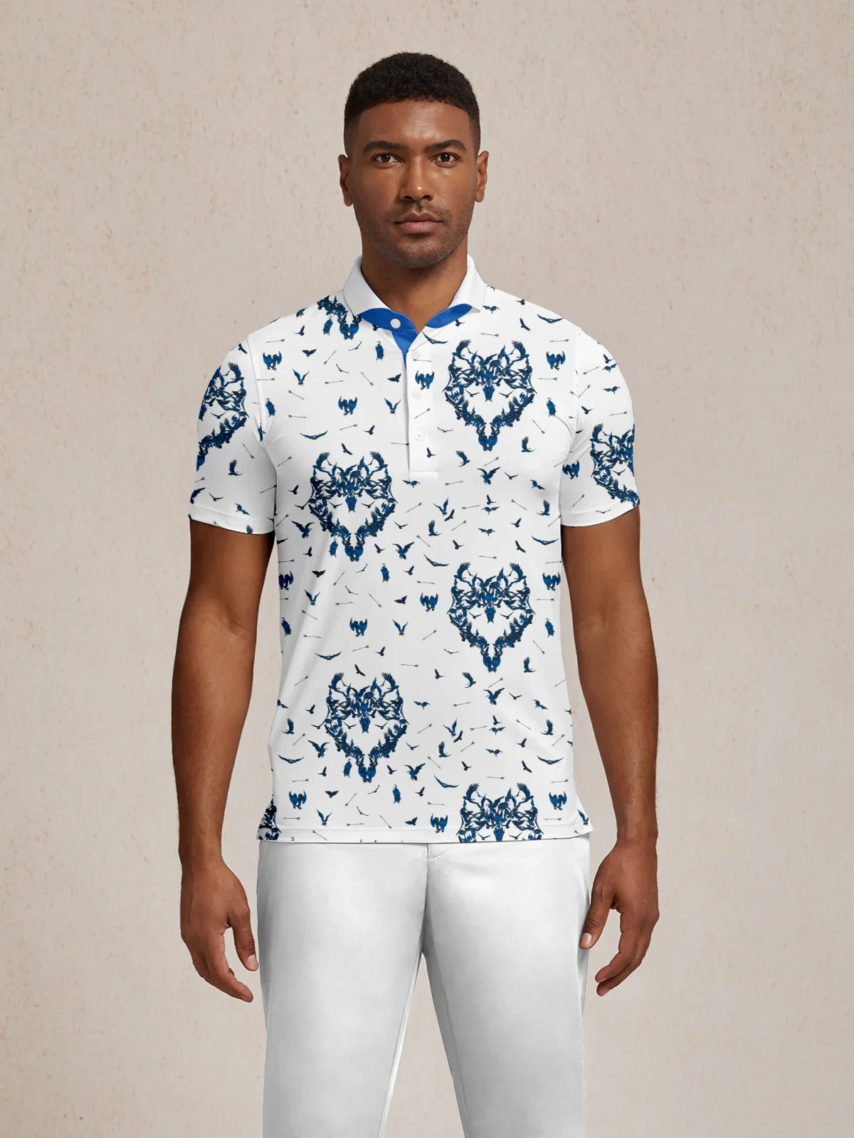 Wildlife Party Men's Ribbed Collar Polo Top UPF50+