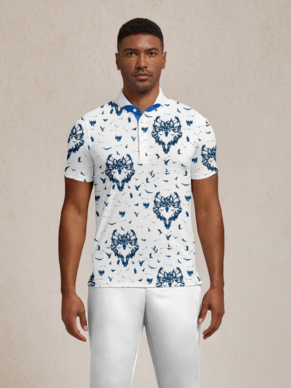 Wildlife Party Men's Ribbed Collar Polo Top UPF50+
