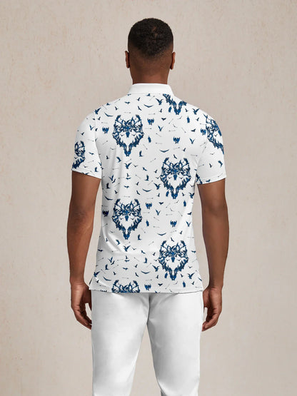 Wildlife Party Men's Ribbed Collar Polo Top UPF50+