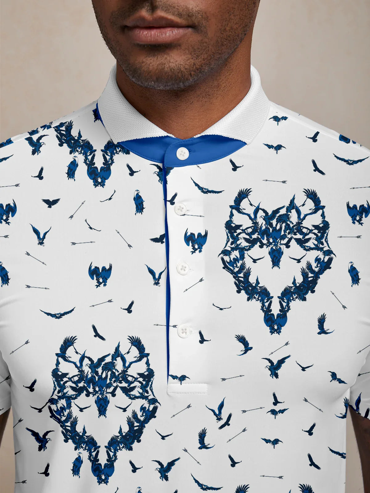 Wildlife Party Men's Ribbed Collar Polo Top UPF50+