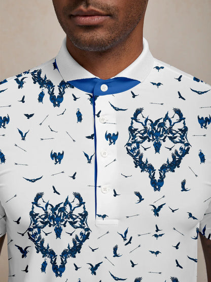 Wildlife Party Men's Ribbed Collar Polo Top UPF50+