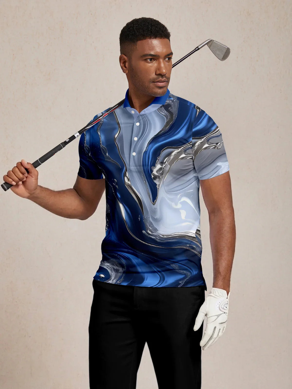 Inked Skins Men's Ribbed Collar Polo Top UPF50+