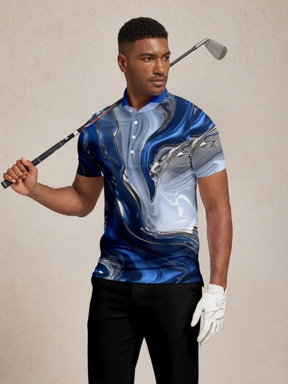 Inked Skins Men's Ribbed Collar Polo Top UPF50+