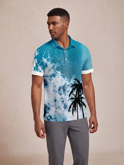 Hyped-up Tropical Men's Polo Top UPF50+