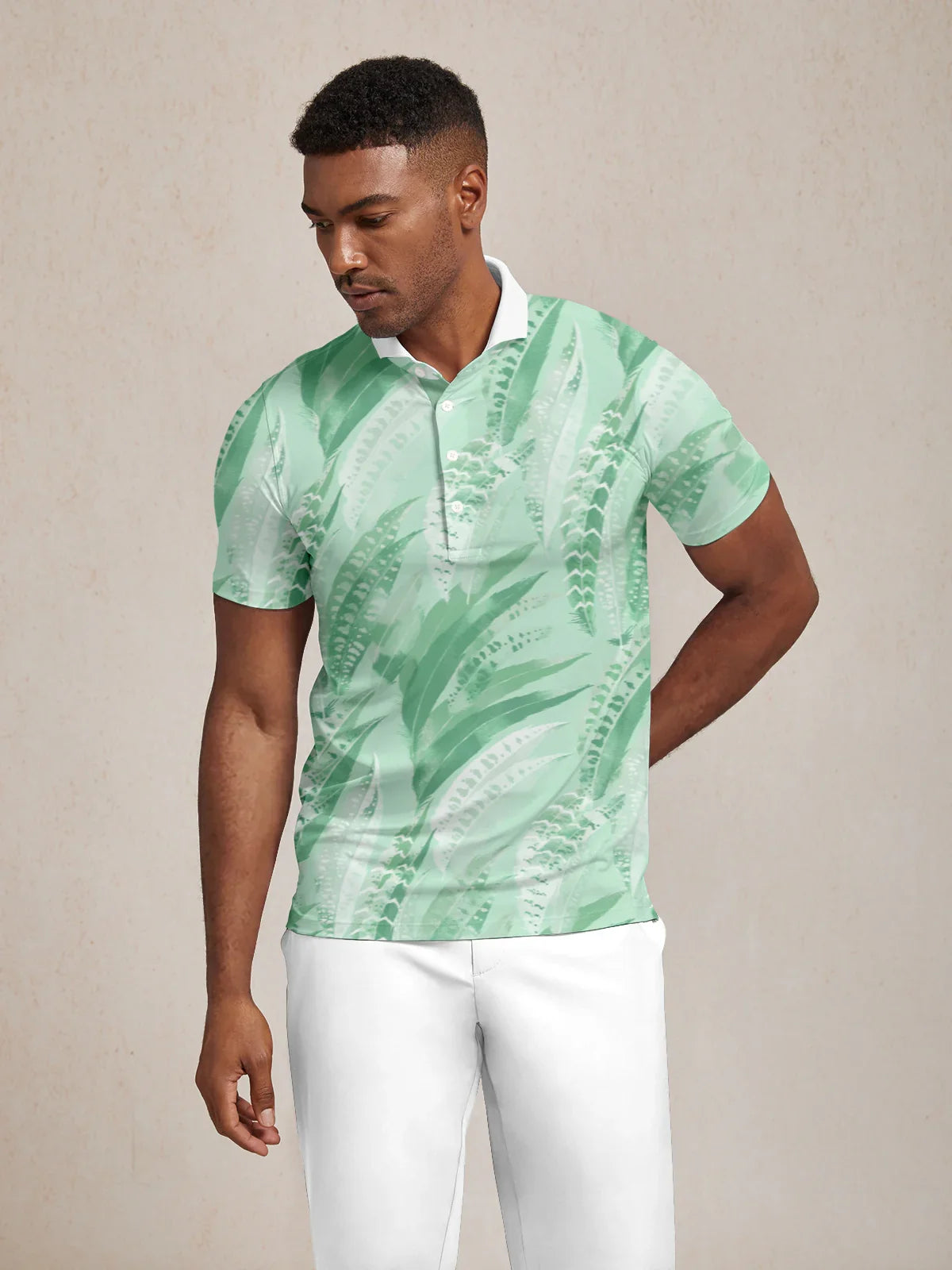 Wildlife Party Men's Ribbed Collar Polo Top UPF50+