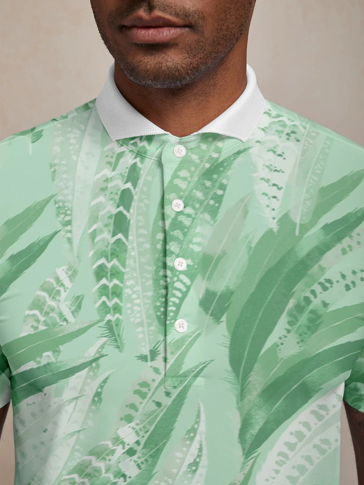 Wildlife Party Men's Ribbed Collar Polo Top UPF50+