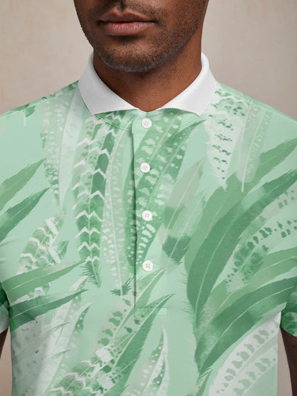 Wildlife Party Men's Ribbed Collar Polo Top UPF50+