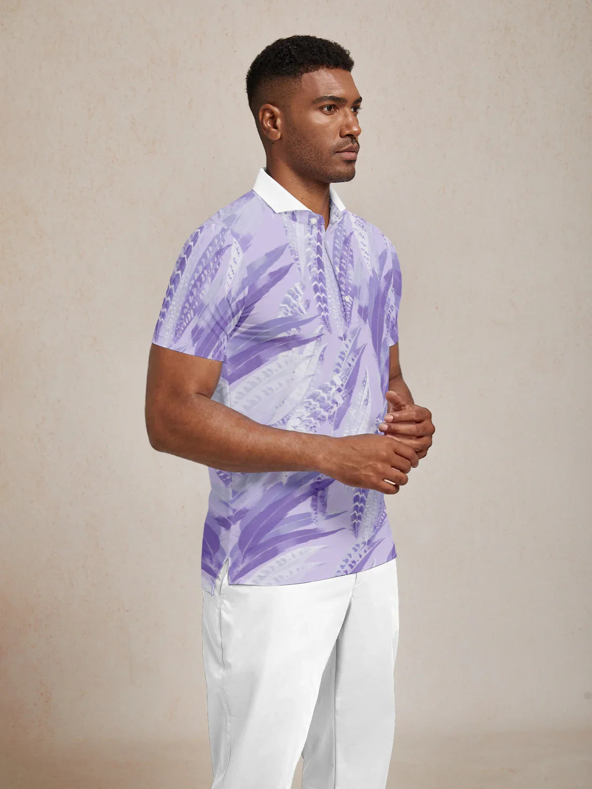 Wildlife Party Men's Ribbed Collar Polo Top UPF50+