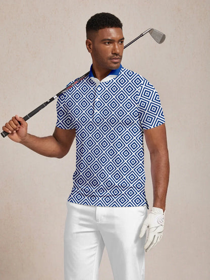 Bold Baroque Men's Ribbed Collar Polo Top UPF50+