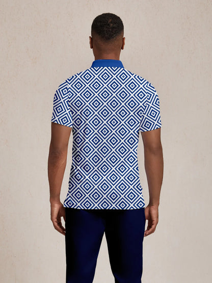 Bold Baroque Men's Ribbed Collar Polo Top UPF50+