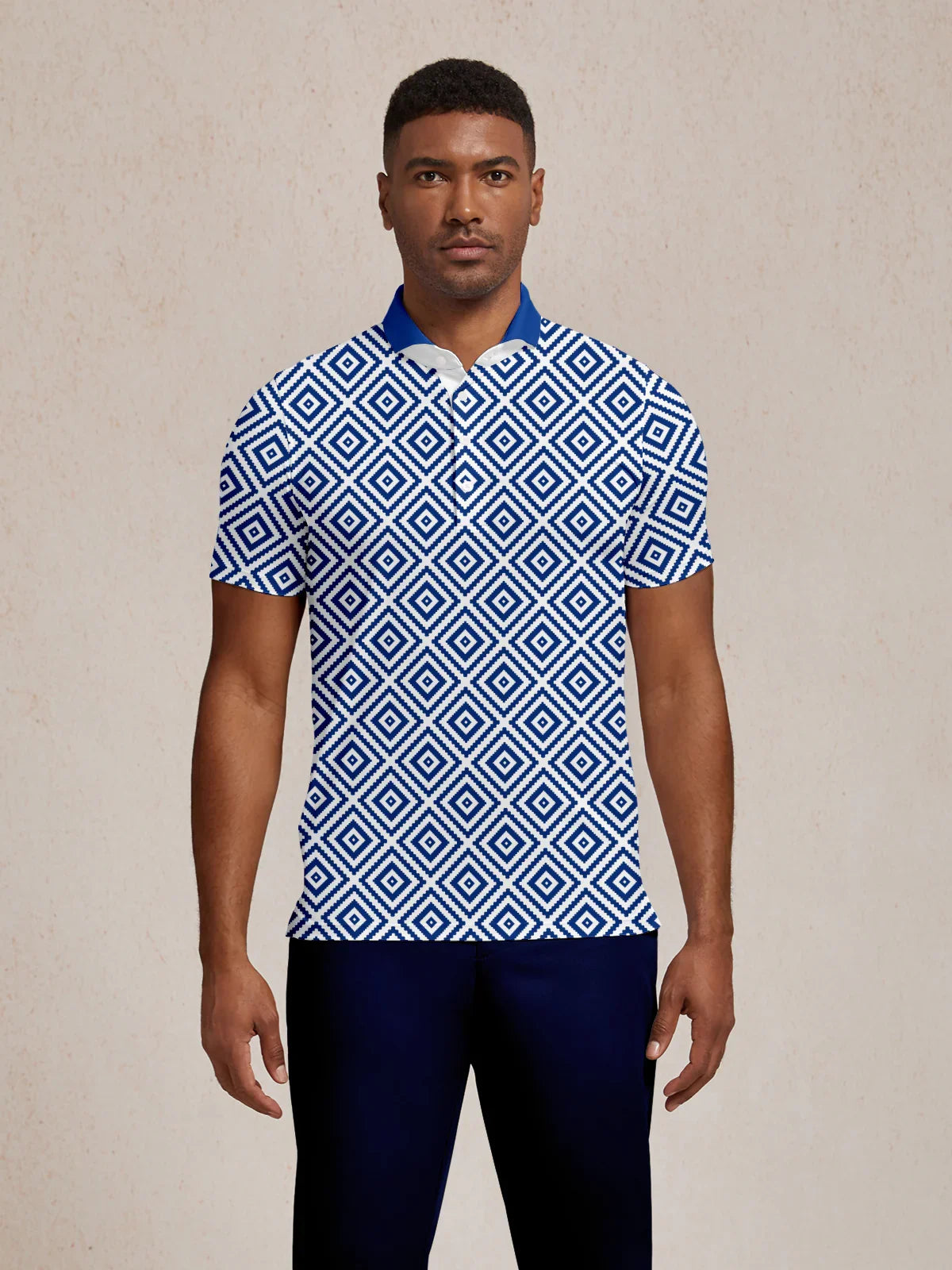 Bold Baroque Men's Ribbed Collar Polo Top UPF50+