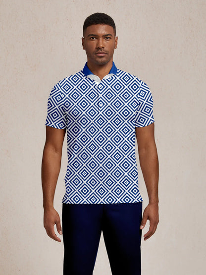 Bold Baroque Men's Ribbed Collar Polo Top UPF50+