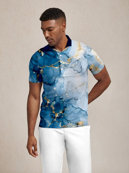 Inked Skins Men's Ribbed Collar Polo Top UPF50+