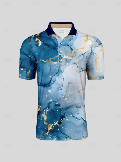 Inked Skins Men's Ribbed Collar Polo Top UPF50+