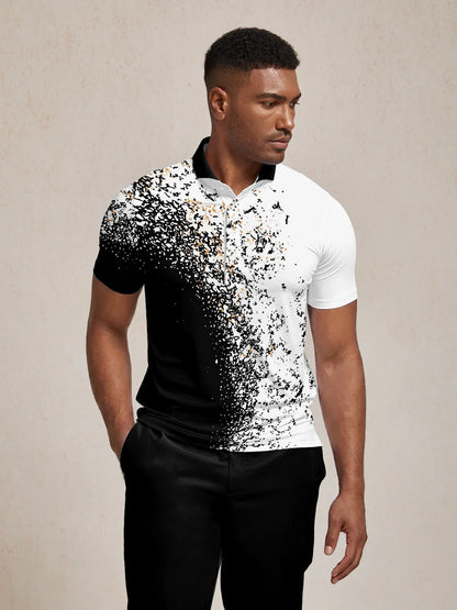 Inked Skins Men's Ribbed Collar Polo Top UPF50+