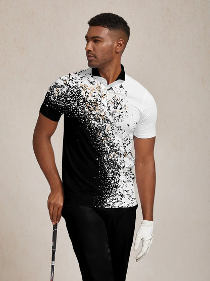 Inked Skins Men's Ribbed Collar Polo Top UPF50+