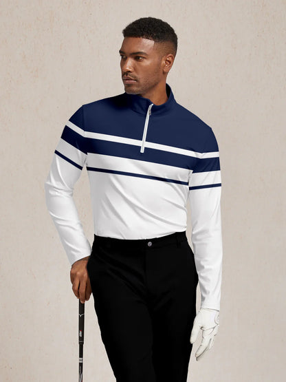 Playful Nautical Golf Shirt Quarterzip UPF50+