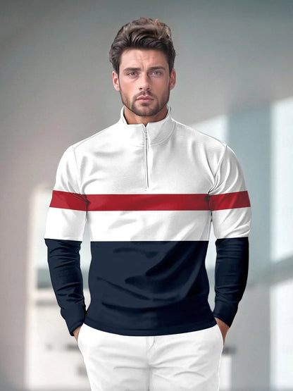 Playful Nautical Men's Golf Shirt Quarterzip UPF50+