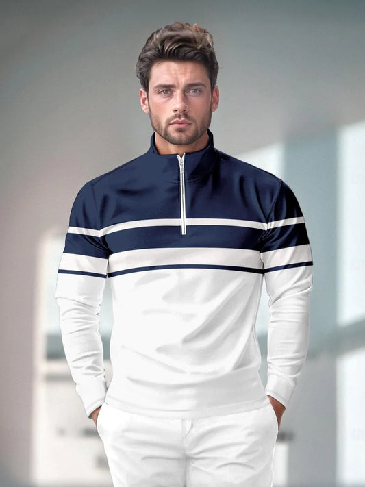 Playful Nautical Golf Shirt Quarterzip UPF50+
