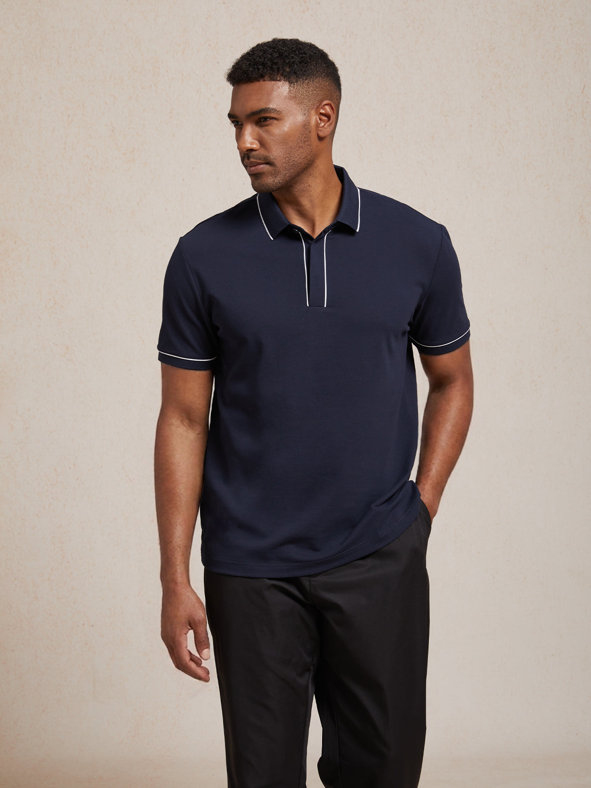 NaturalComfy Men's Contrasting Trimmings Polo