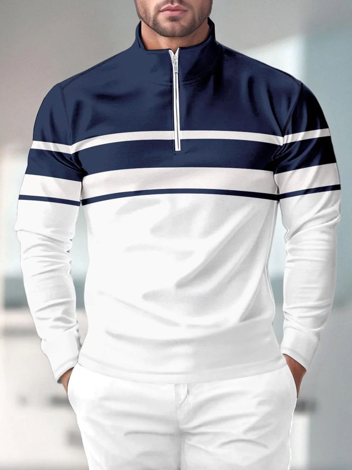 Playful Nautical Golf Shirt Quarterzip UPF50+