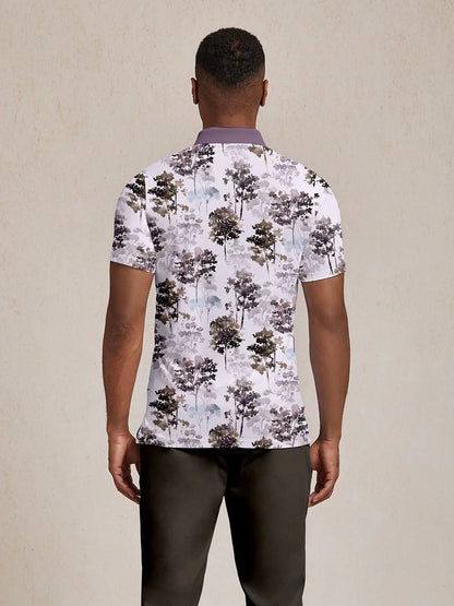 Hyped-up Tropical Men's Ribbed Collar Polo Top UPF50+