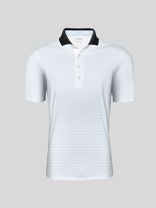 Playful Nautical Men's Ribbed Collar Polo Top UPF50+