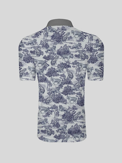 Wildlife Party Men's Ribbed Collar Polo Top UPF50+