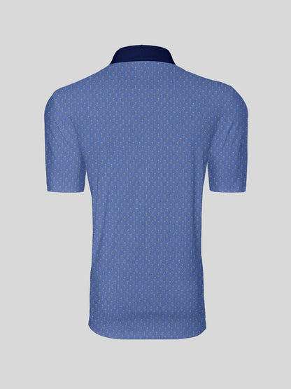 Playful Nautical Men's Ribbed Collar Polo Top UPF50+