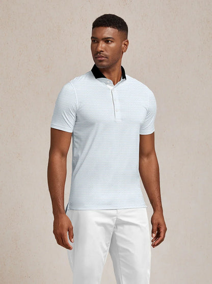 Playful Nautical Men's Ribbed Collar Polo Top UPF50+