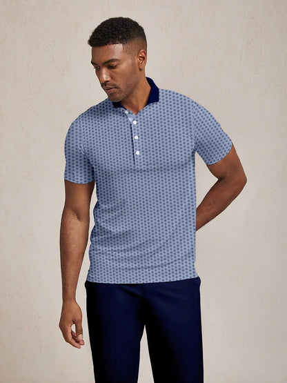 Playful Nautical Men's Ribbed Collar Polo Top UPF50+