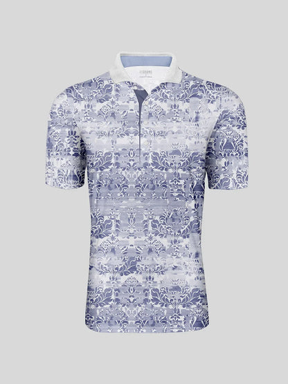 Hyped-up Tropical Men's Ribbed Collar Polo Top UPF50+
