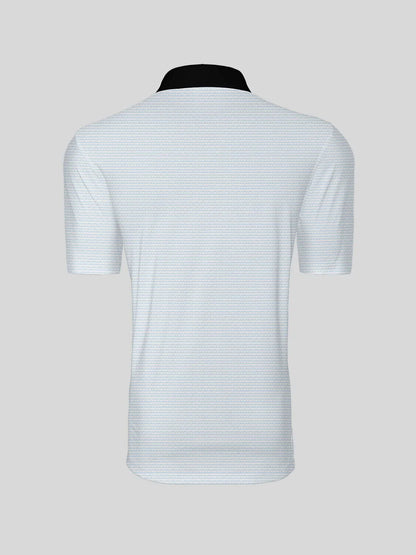 Playful Nautical Men's Ribbed Collar Polo Top UPF50+