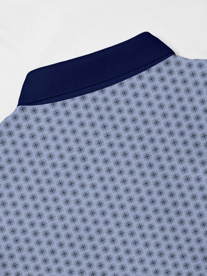 Playful Nautical Men's Ribbed Collar Polo Top UPF50+