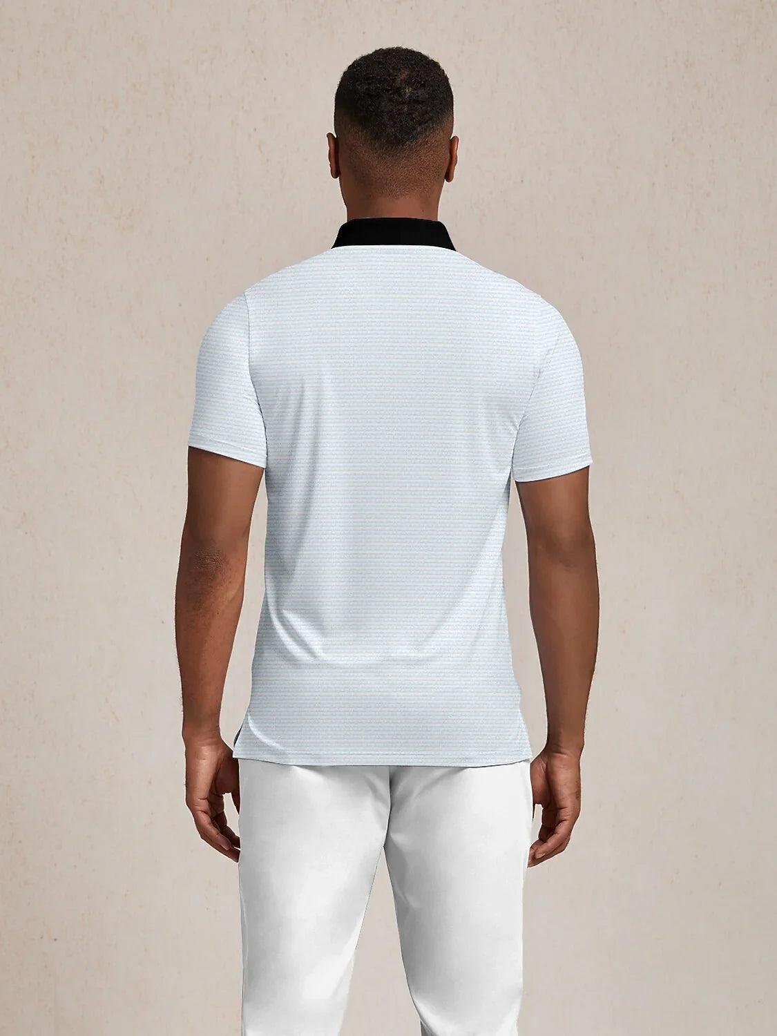 Playful Nautical Men's Ribbed Collar Polo Top UPF50+
