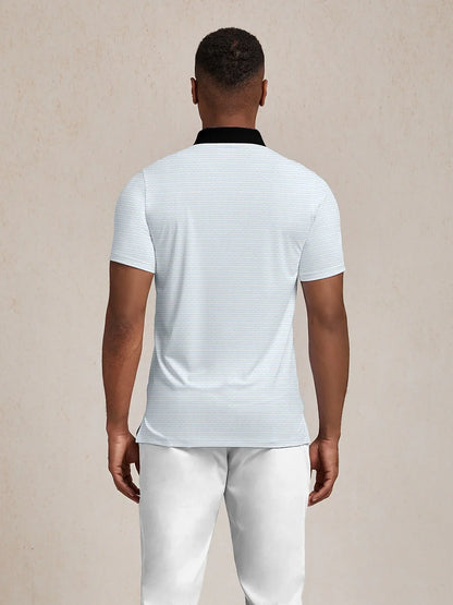 Playful Nautical Men's Ribbed Collar Polo Top UPF50+