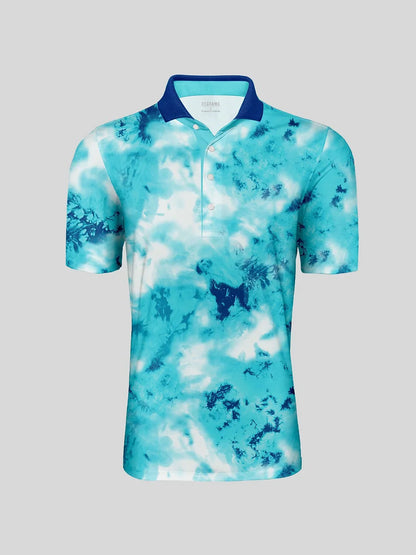 Inked Skins Men's Ribbed Collar Polo Top UPF50+
