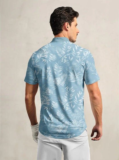 Hyped-up Tropical Men's Golf Henley Shirt UPF50+