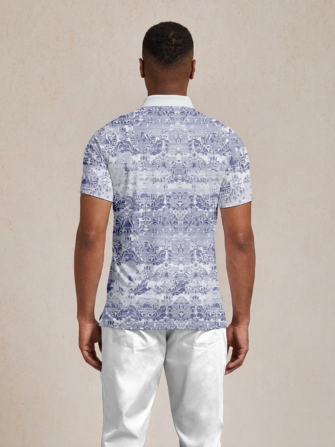 Hyped-up Tropical Men's Ribbed Collar Polo Top UPF50+