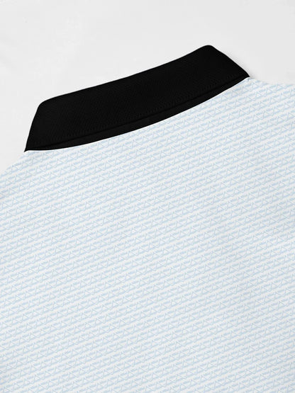 Playful Nautical Men's Ribbed Collar Polo Top UPF50+