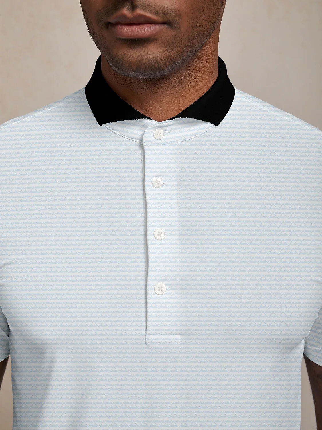 Playful Nautical Men's Ribbed Collar Polo Top UPF50+