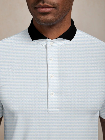 Playful Nautical Men's Ribbed Collar Polo Top UPF50+