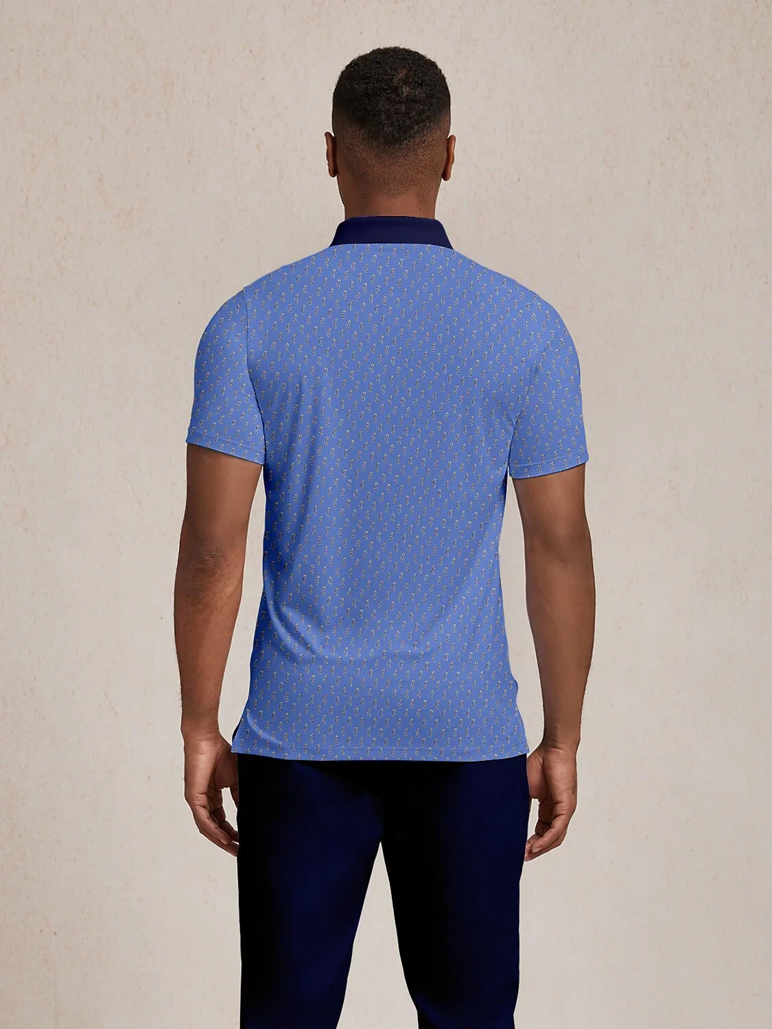 Playful Nautical Men's Ribbed Collar Polo Top UPF50+