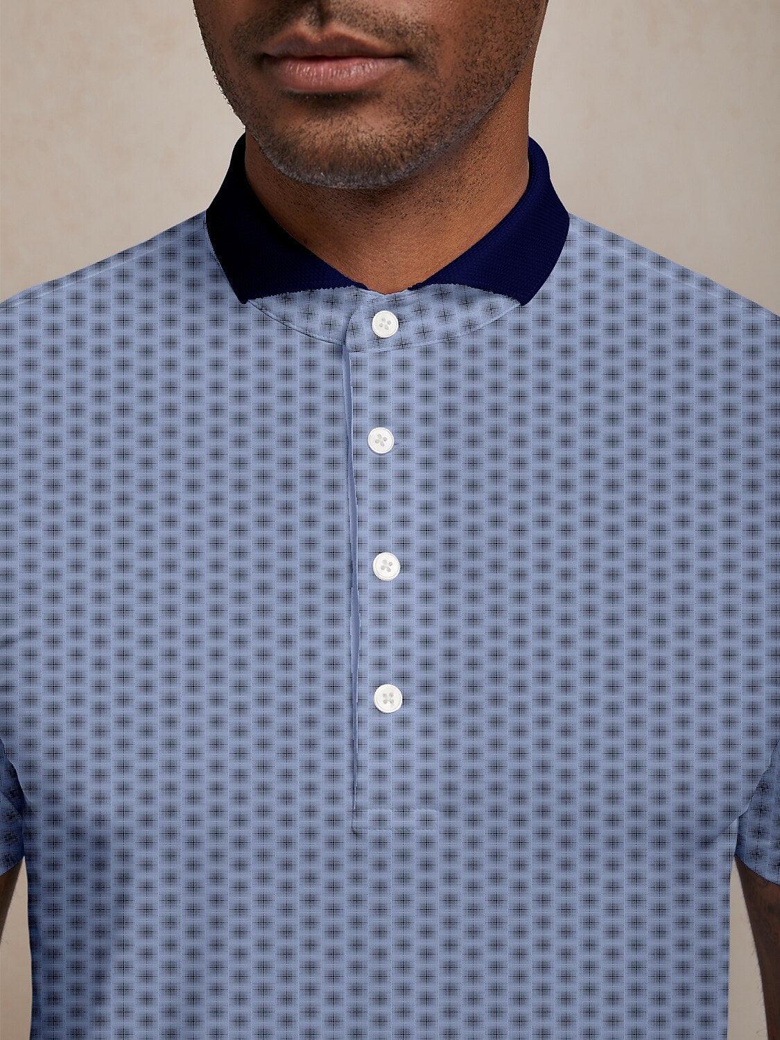 Playful Nautical Men's Ribbed Collar Polo Top UPF50+