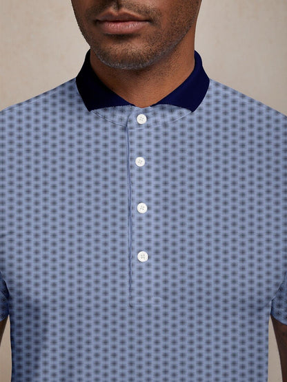 Playful Nautical Men's Ribbed Collar Polo Top UPF50+