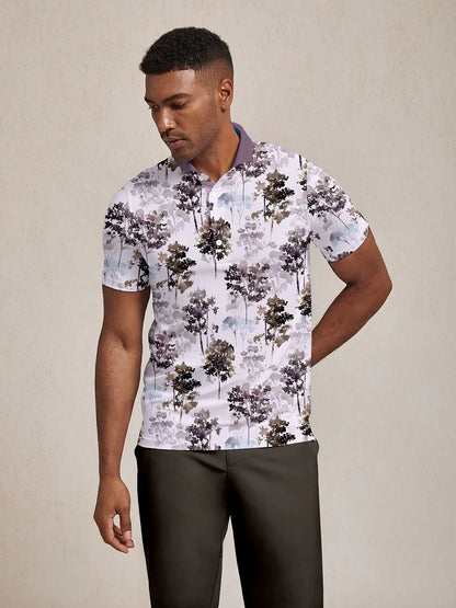 Hyped-up Tropical Men's Ribbed Collar Polo Top UPF50+